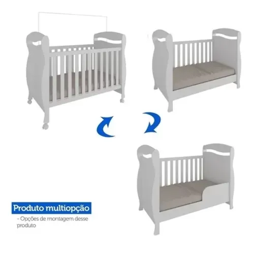 Berço Americano Júnior Mini Cama 3 em 1 Branco